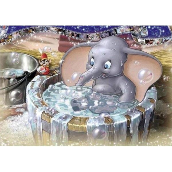 5D Kit Broderie Diamants/Diamond Painting Dessin Animé Mignon Éléphant