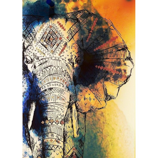 5D Kit Broderie Diamants/Diamond Painting Éléphant Meilleur Cadeau D’Anniversaire